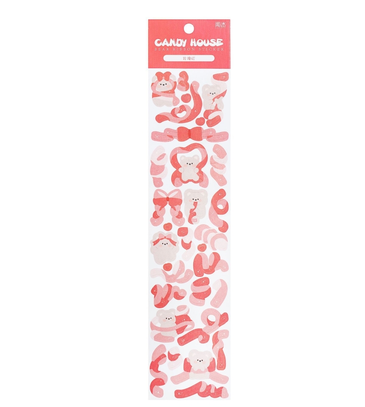 1pc Candy House Series Stickers Hand-Painted Cartoon Cute Ribbon Hand Account Stickers,Random Color