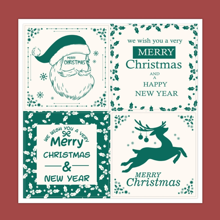 25pcs /Pack Christmas Square Gift Box Seal Sticker