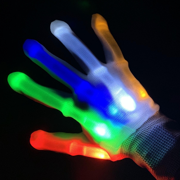 1 Pairs Hand Bones LED Glowing Gloves, XL