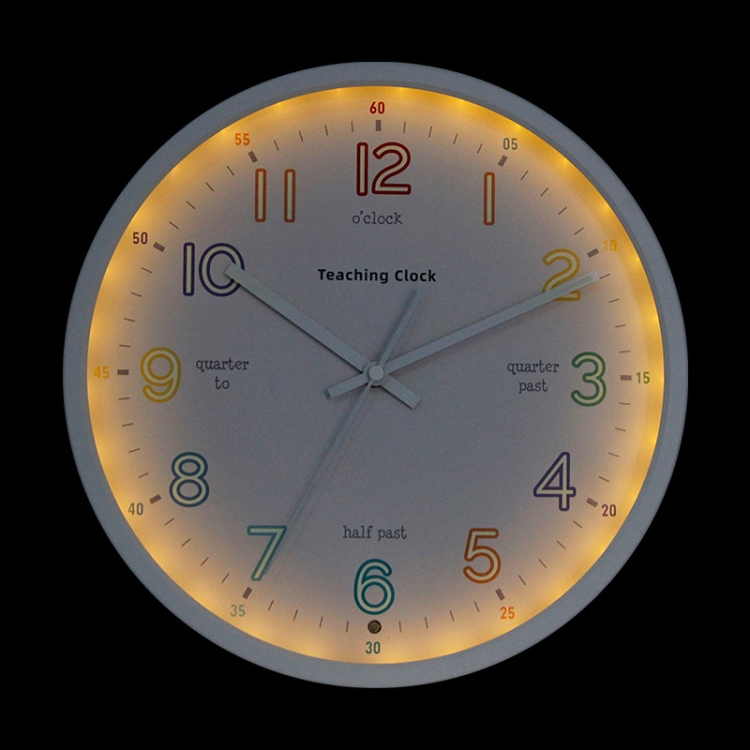12-Inch Sound-Controlled Night Light Clock, Warm Yellow Light, Blue Light
