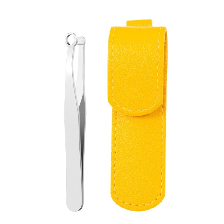 2 PCS Stainless Steel Nose Hair Clip Round Ring Nose Hair Trimmer, Nose Hair Clip+Yellow Case