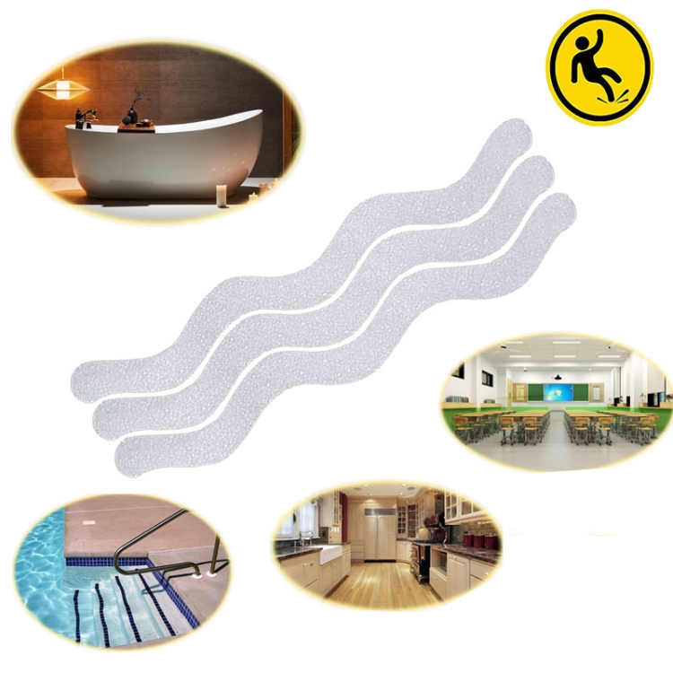 24pcs /Bag Wavy Shaped Gravel Pattern Bathtub Non-Slip Sticker, 1.3 x 18cm