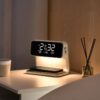 3 In 1 10W Wireless Charging Bedside Lamp LCD Screen Alarm Clock Phone Charger,EU Plug