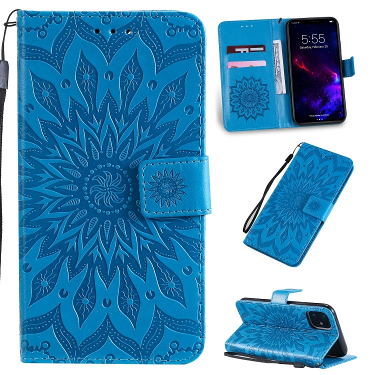 For iPhone 11 Pressed Printing Sunflower Pattern Horizontal Flip PU Leather Case , with Holder & Card Slots & Wallet & Lanyard, For iPhone 11