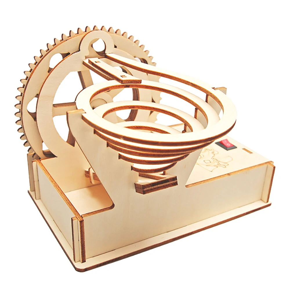 DIY Technology Small Production Wooden Electric Track Steel Ball Slide for Primary Secondary School Students Handmade Building Block Assembly Toys