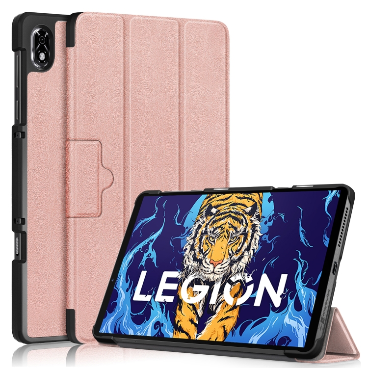 3-folding Magnetic Buckle Custer Texture Leather Smart Tablet Case, For Lenovo Legion Y700