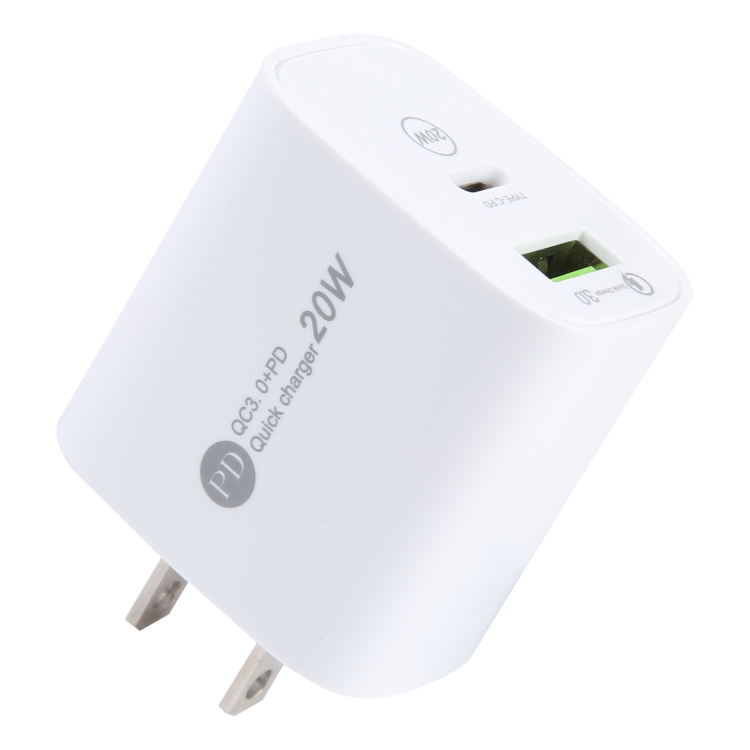 PD 20W USB-C/Type-C+QC 3.0 USB Interface Fast Charge Charger, Specification: US Plug