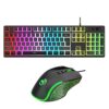 HXSJ L200+X100 Wired RGB Backlit Keyboard and Mouse Set 104 Pudding Key Caps + 3600DPI Mouse, L200+X100