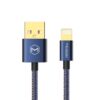 Mcdodo CA-1730 1.2m 2.4A Reversible 8 Pin to USB Denim Cover TPE Jacket Data Sync Charging Cable with Aero Aluminum Head for iPhone, iPad (Denim Blue)