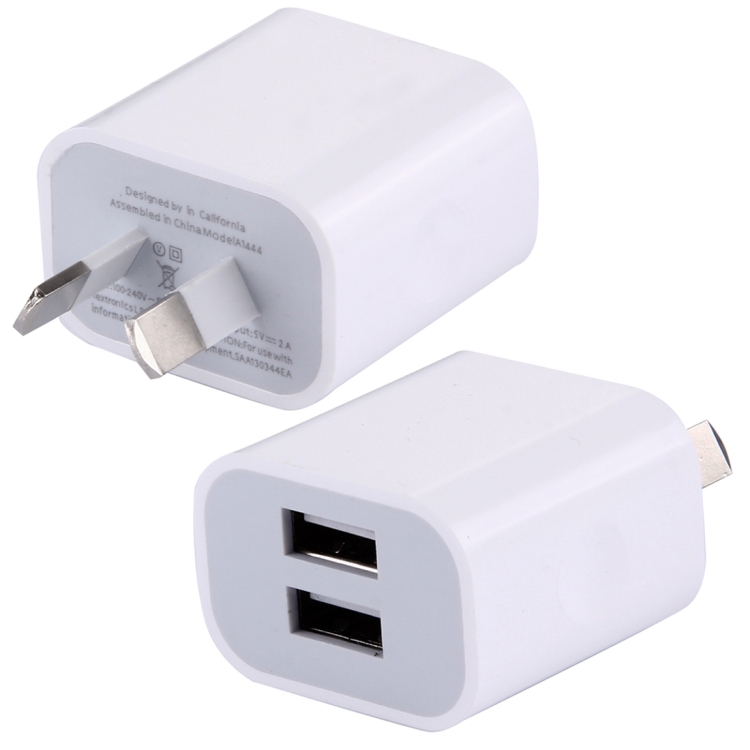 5V 2A High Compatibility 2 USB Ports Charger, AU Plug(White)
