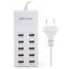 5V 2.4A / 2.1A / 1A 10-Port USB Charger Adapter, EU Plug