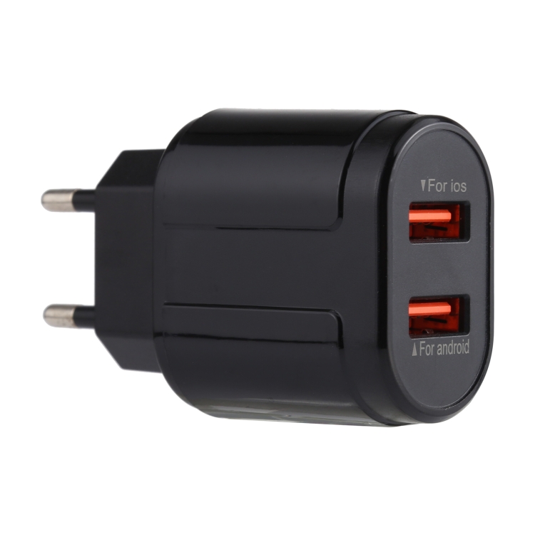 LZ-022 5V 2.4A Dual USB Ports Travel Charger, EU Plug