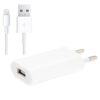 2 in 1 5V 1A EU Plug Travel Charger Adapter with 1m 8-pin Cable For iPhone(White)