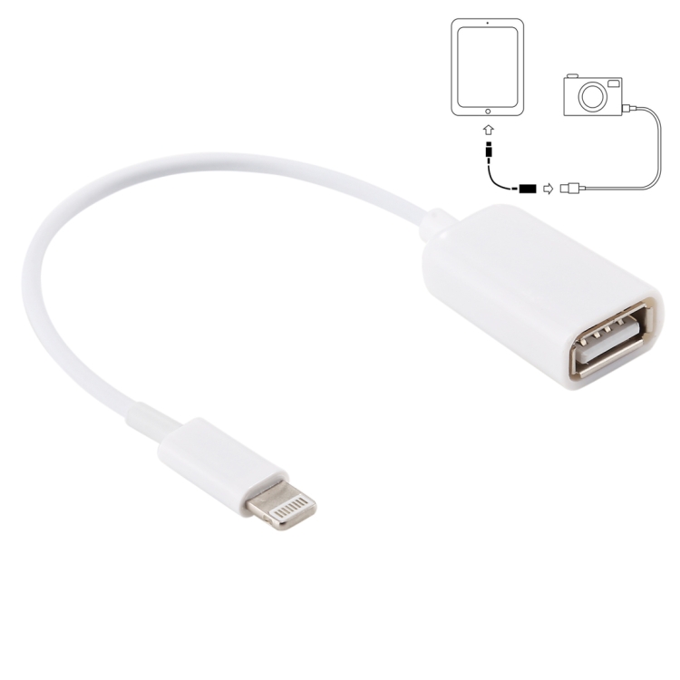 USB Female to 8pin Male OTG Adapter Cable, Support iOS 10.2 and Below, Length: 18cm(White)