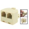 RJ11 Male to 2 RJ11 Female Socket Adapter Converter