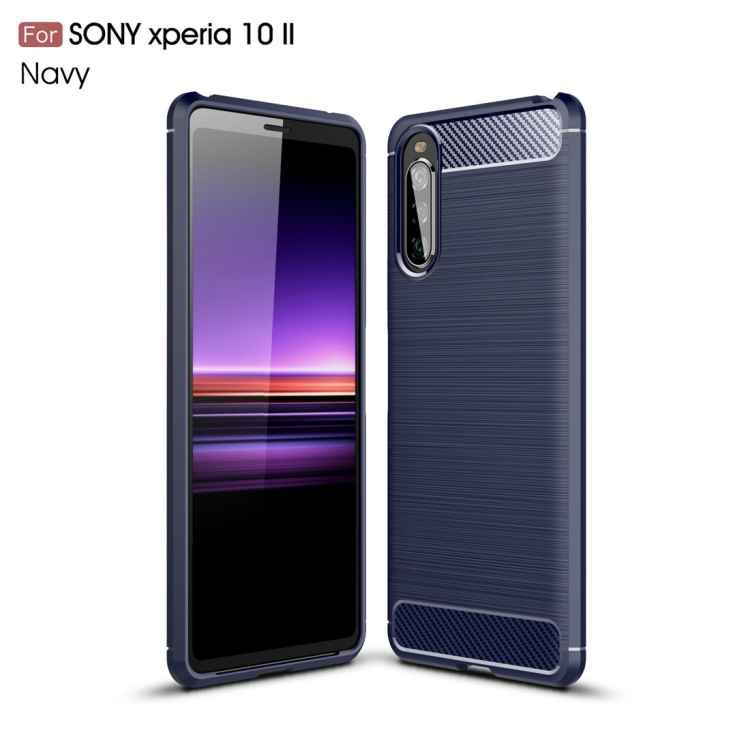 For Sony Xperia 10 II Brushed Texture Carbon Fiber TPU Case