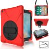 360 Degree Rotation Silicone Protective Cover with Holder and Hand Strap and Long Strap, for iPad 9.7 (2017) & (2018), for iPad Pro 9.7, for iPad 6 / iPad Air 2, for iPad 5 / iPad Air, for iPad 2 / 3 / 4, for iPad mini 1 / 2 / 3, for iPad mini 4...