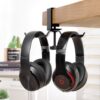 Universal Metal Headphone Double Bracket Headphone Hanger Desktop Lock Clip Headphone Display Shelf, Black, Silver