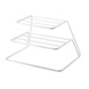 Three-layer Kitchen Dish Storage Rack Cabinet Tiered Shelf, White, Black