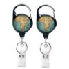 2pcs  65cm Retractable Pull Badge Reel Vintage Compass Map Name Tag Card Badge Holder