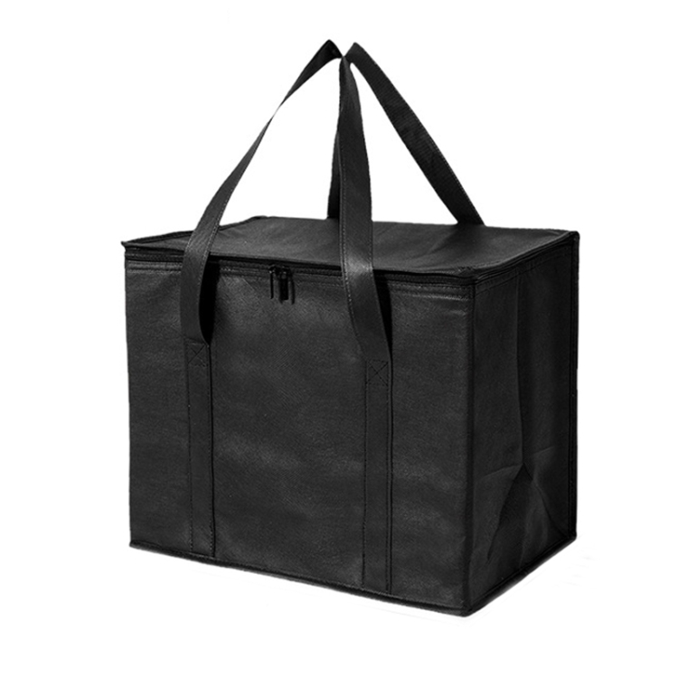 Non-Woven Bento Aluminum Foil Thermal Bag Takeaway Lunch Bag With Bottom Plate, 41x26x33cm