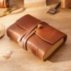 Genuine Leather Retro Notebook Diary Thickened Sketchbook Notepad, Crazy Horse Brown, Carved Brown