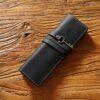 Retro Genuine Leather Pen Curtain Pencil Case Tie Rope With Key