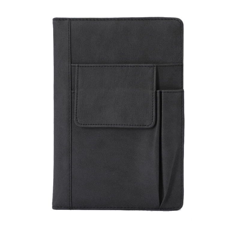 A5 Imitation Fabric PU Leather Notebook Notepad Multi-pocket Journal Planner, Blue, Black, Grey
