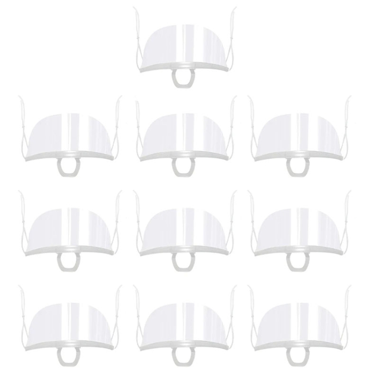 10pcs /Bag Recyclable Transparent Restaurant Mask Chef Anti-fog And Anti-Spittle Plastic Masks