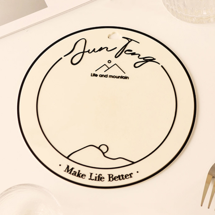 Anti-scald Table Heat Insulation Mat Coaster Simple Lines Greaseproof Non-slip Dinner Plate Pad, Sunset, Pine Tree, Cabin