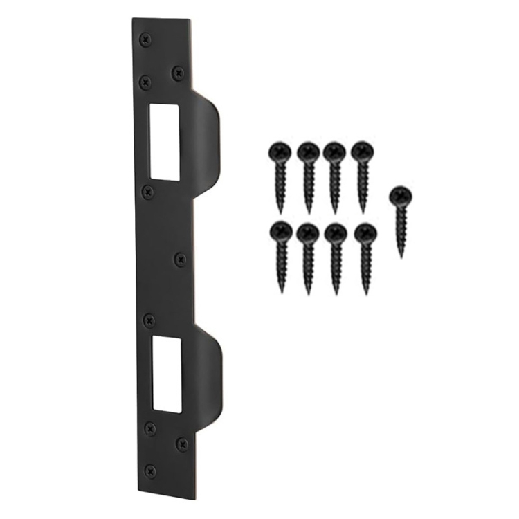 Heavy Duty Metal Latch Plate for Exterior Interior Door Double Hole Reinforcement Striker Plates, Black, White
