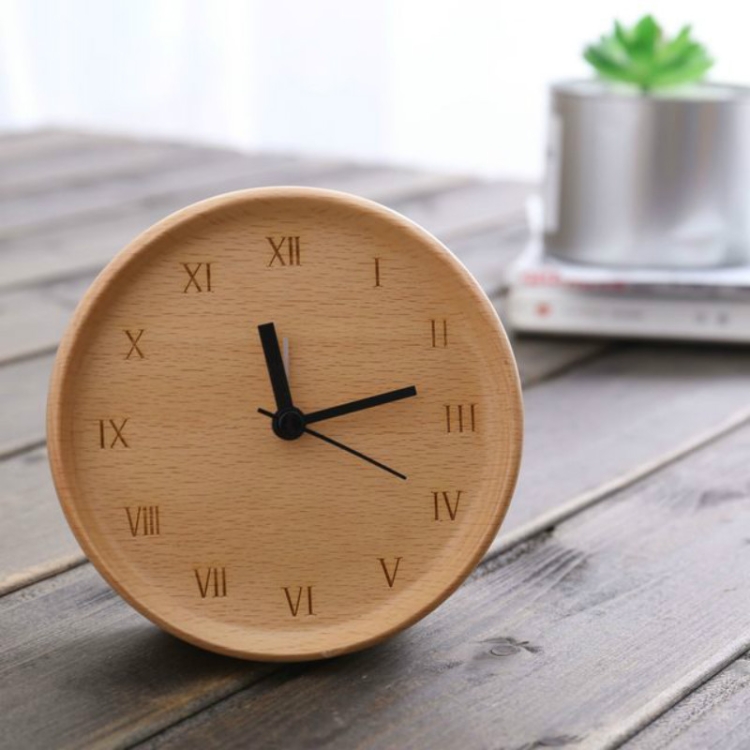 Simple Home Study Solid Wood Decorative Bedside Beech Alarm Clock