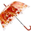 Green Leaf Transparent Umbrella Straight Rod Crooked Umbrella