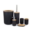 6 In 1 Toothbrush Holder Kit Toiletries Bamboo Wood Bathroom Trash Can Bathroom Set