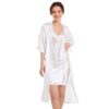Imitation Silk Pure Color Sexy V-neck Nightgown Sling Skirt 2 in 1 Kit