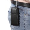 Lambskin Texture Leather Waist Bag for Folding Mobile Phone