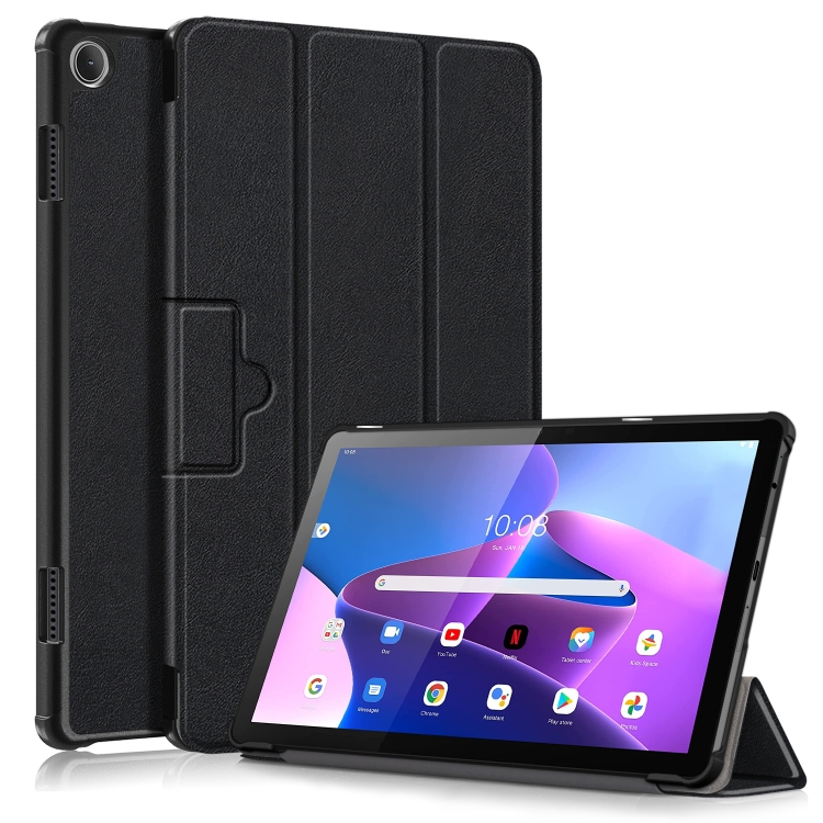 3-folding Magnetic Buckle Custer Texture Leather Smart Tablet Case