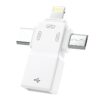 USB 2.0 to 8 Pin + USB-C / Type-C + Micro USB OTG Adapter