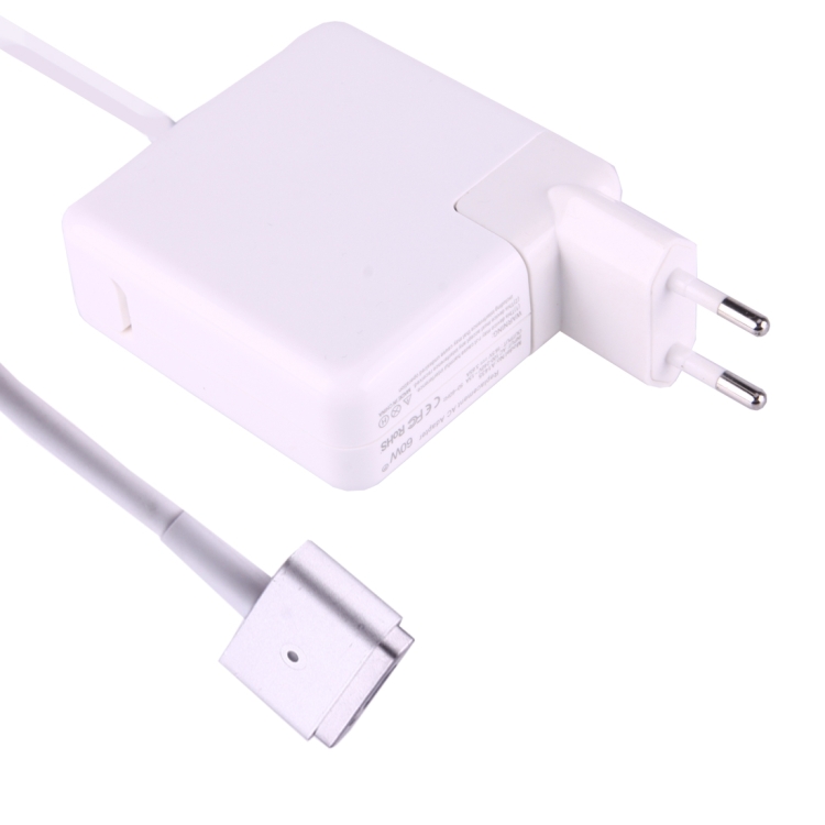 60W 16.5V 3.65A 5 Pin T Style MagSafe 2 Replacement AC Adaptor for Apple Macbook A1425 / A1435 / A1502, Length: 1.8m