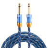 EMK 6.35mm Male to Male 3 Section Gold-plated Plug Grid Nylon Braided Audio Cable for Speaker Amplifier Mixer, Length: 1.5m