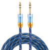 EMK 6.35mm Male to Male 4 Section Gold-plated Plug Grid Nylon Braided Audio Cable for Speaker Amplifier Mixer, Length: 2m
