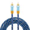 EMK 8mm RCA Male to 6mm RCA Male Gold-plated Plug Grid Nylon Braided Audio Coaxial Cable for Speaker Amplifier Mixer, Length: 2m