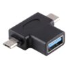 Multi-function USB 3.0 Female & USB-C / Type-C Male & Micro USB Male T-shape OTG Adapter