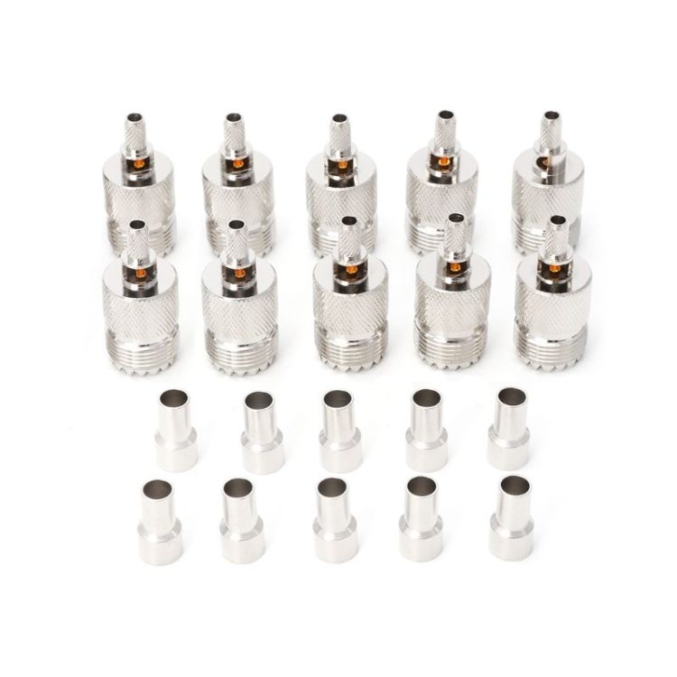 10 Sets UHF Female Jack Crimped RF Connector Coaxial Adapter for 5mm RG58 RG142 / 3D-FB Cable