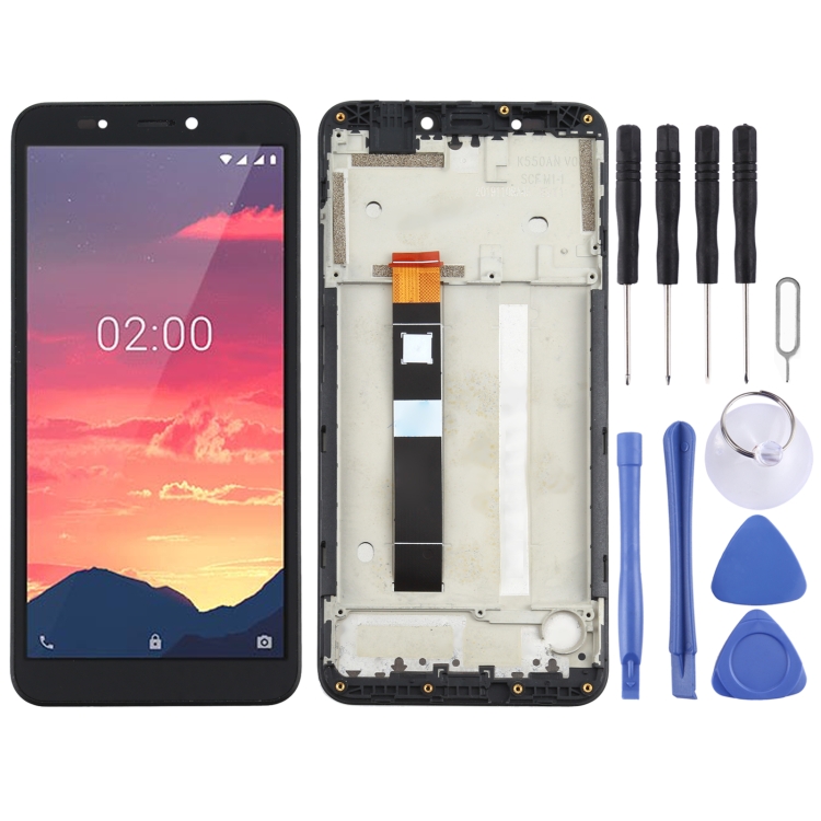 Original LCD Screen and Digitizer Full Assembly With Frame for Nokia C2, For Nokia C2