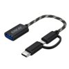 ENKAY ENK-AT113 2 in 1 Type-C / Micro USB to USB 3.0 Nylon Braided OTG Adapter Cable