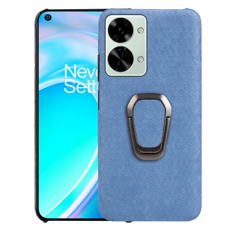 For OnePlus Nord 2T 5G Ring Holder Honeycomb PU Phone Case