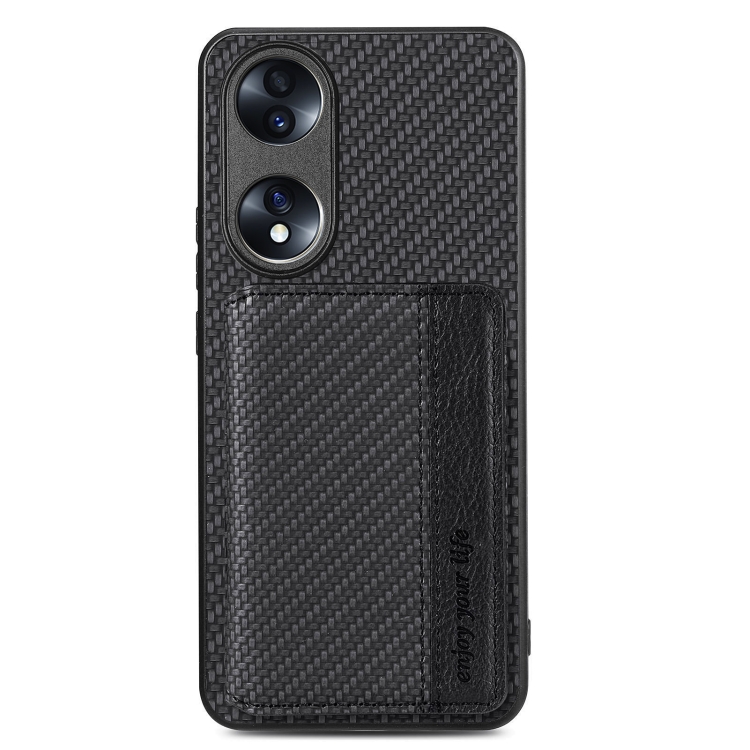 For Honor 70 Carbon Fiber Magnetic Card Bag Phone Case