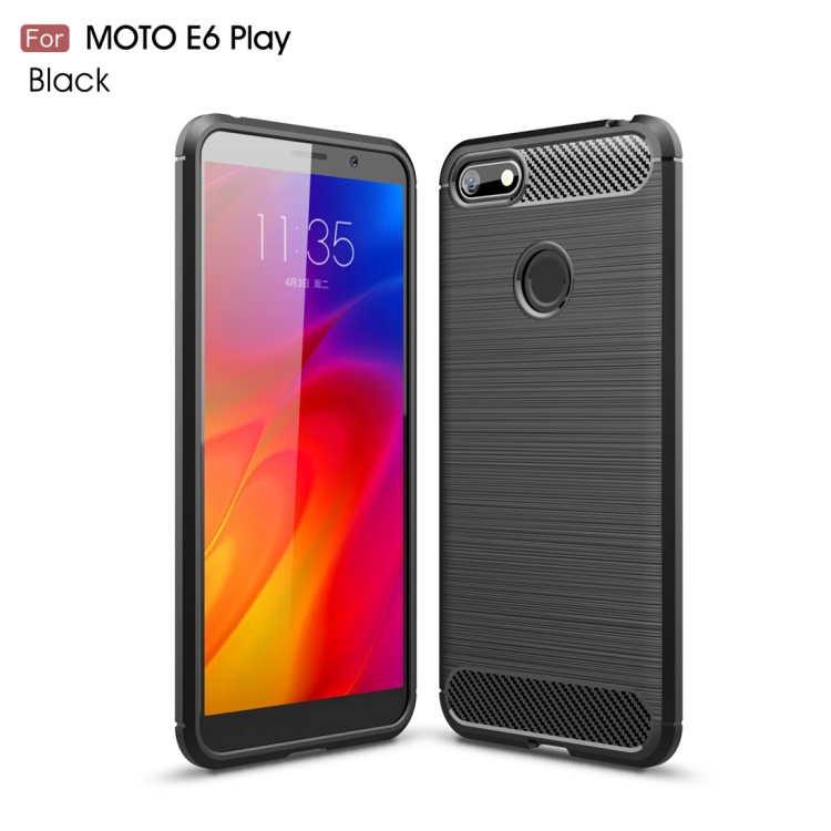 For  Motorola Moto E6 Play Brushed Texture Carbon Fiber TPU Case