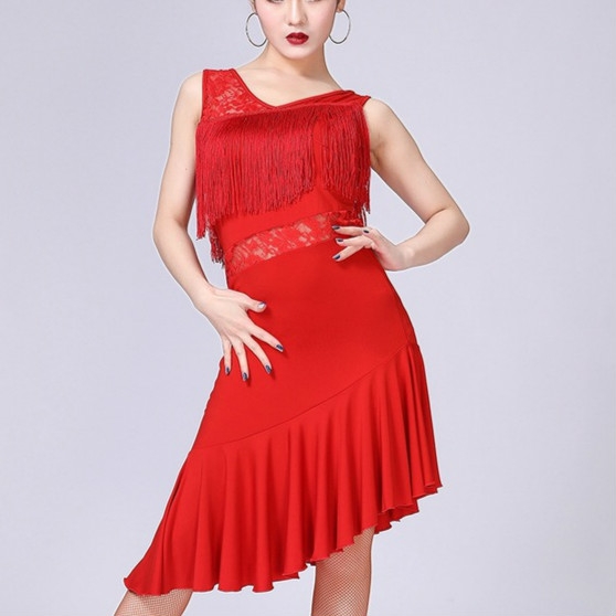 Latin Dance Dress Women Tassel Tango Dress Dance Skirt Dancewear